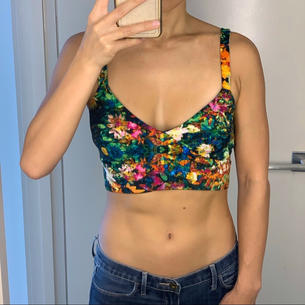 ASTR Floral Print Crop Top XS